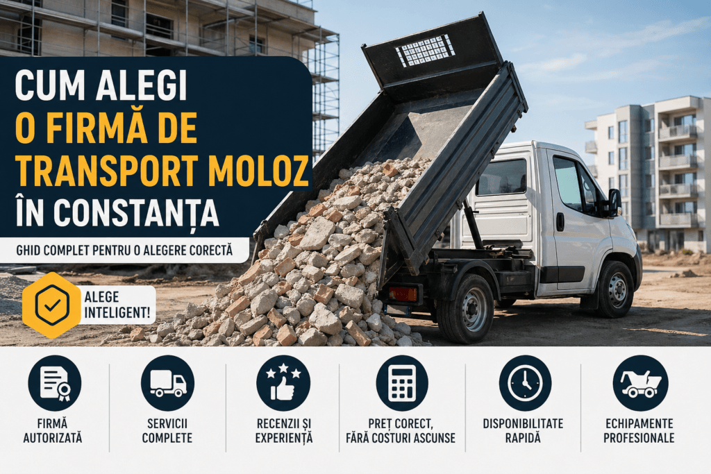 Cum alegi firmă transport moloz Constanța – camion evacuare deșeuri construcții