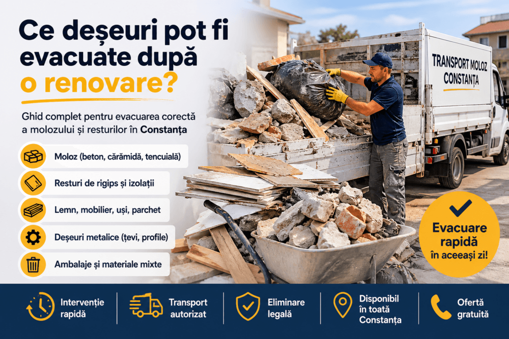 ce deșeuri pot fi evacuate după o renovare moloz constanța
